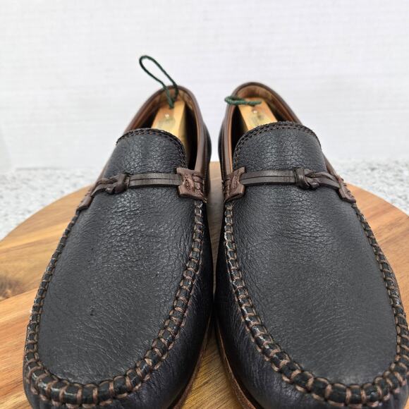 H.S. Trask Mens 11M Sawyer Dark Brown Two Tone Leather Moc Toe Casual Loafer